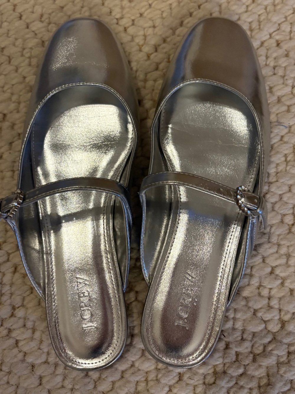J.Crew Factory Metallic Silver Mules Size 9.5